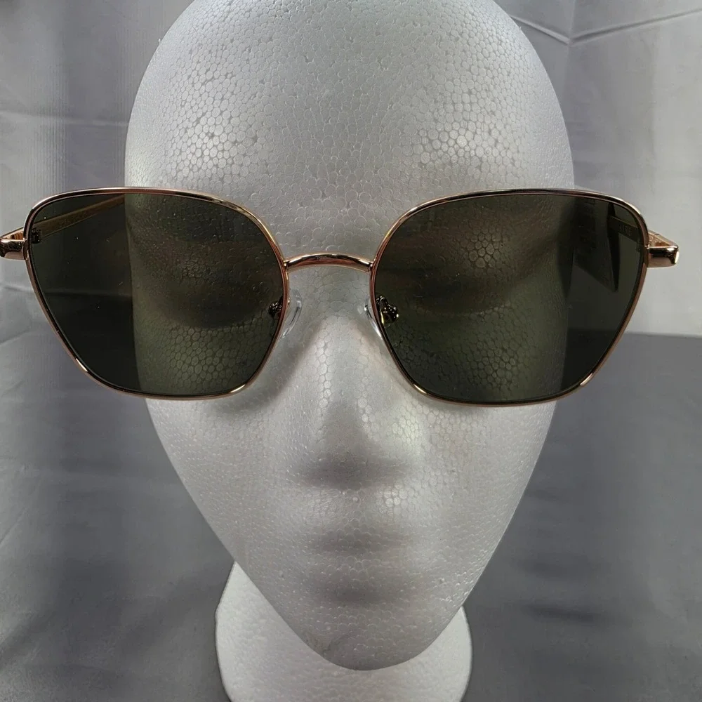 AIRE Sunglasses Gold‎ Metal Frame Square Green Lens Fashion Sun Glasses